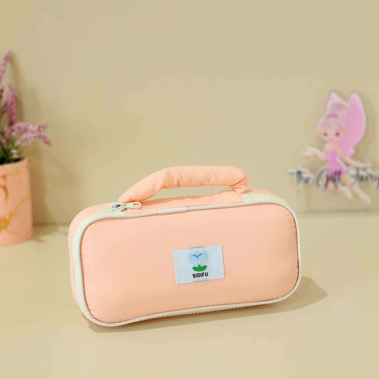 Pastel Puffer Travel Organizer Pouch with Handle – Large Zipper Organizer