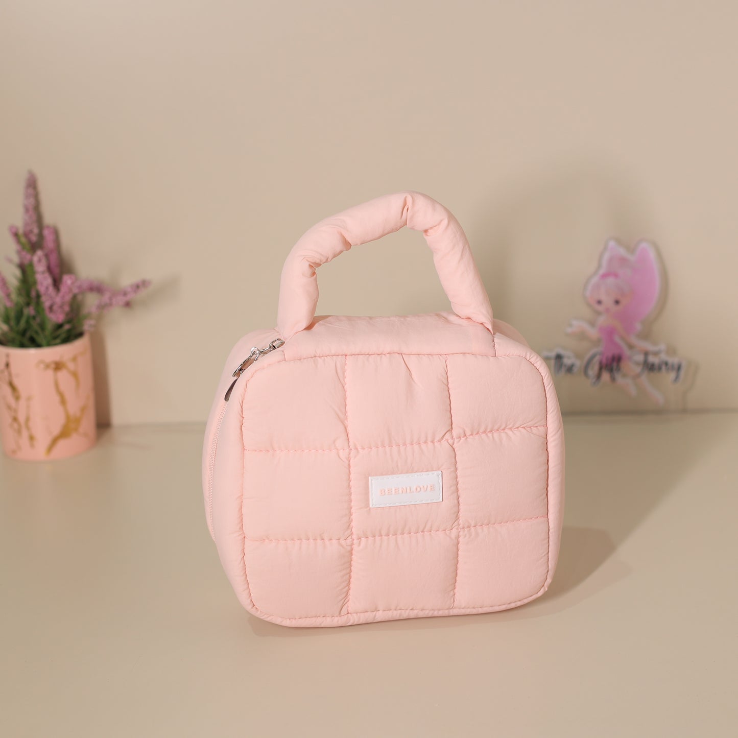 Quilted Puffer Makeup & Travel Pouch – Pastel Mini Handbag