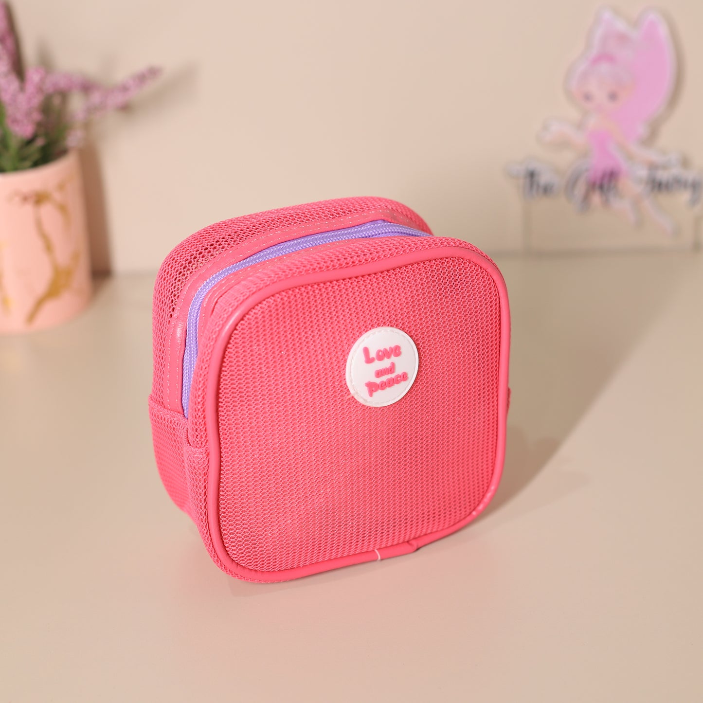 Mesh Travel Organizer Pouch – Love & Peace Mini Storage Bag