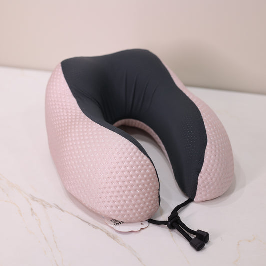Ergonomic Memory Foam Travel Neck Pillow – Pink & Black