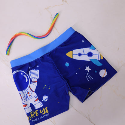 Kids Astronaut Swim Shorts – Space Cartoon Beach & Pool Shorts for Boys