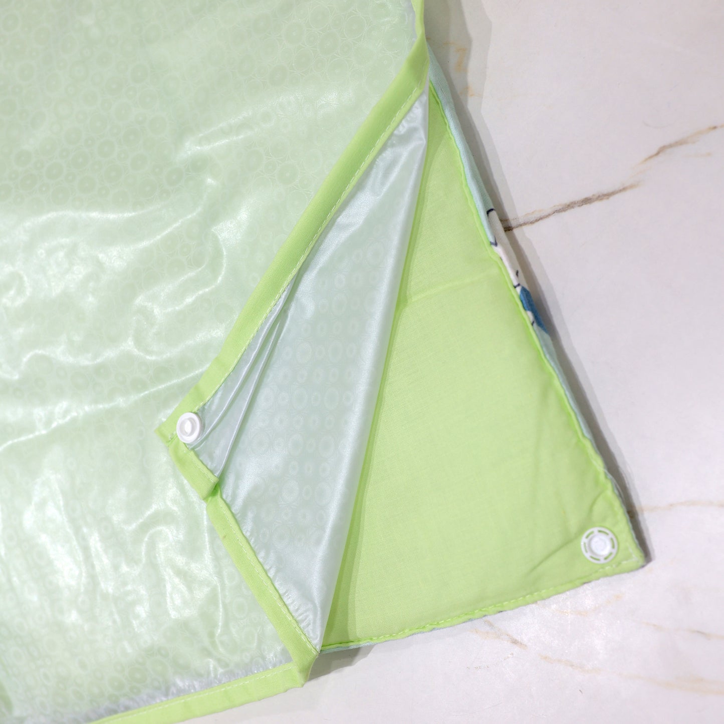 Pure Muslin Baby Mattress Set with 3 Replacement Mattresses + 1 Waterproof Sheet – Mint Bunny Print.