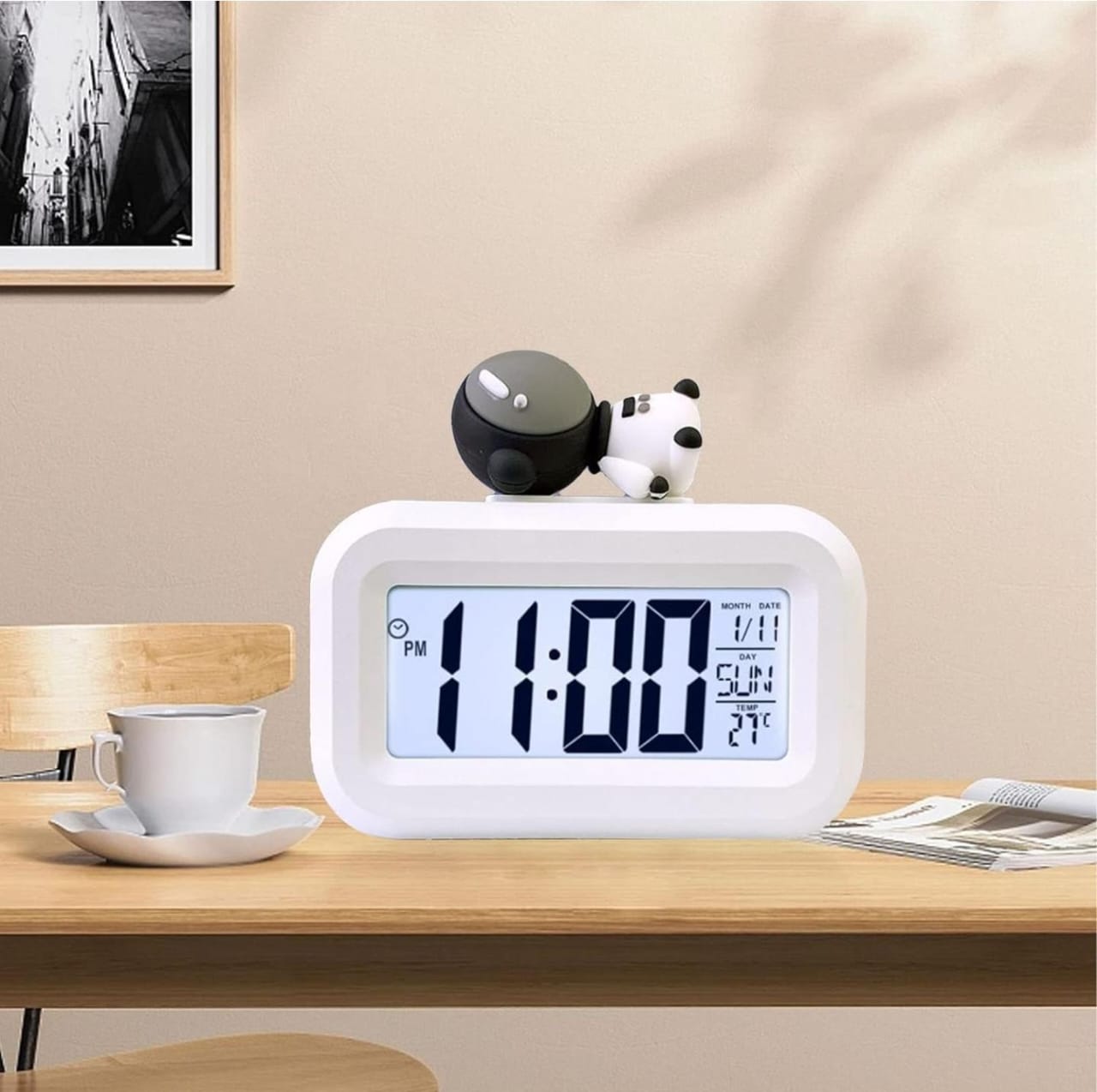 Cute Silicone Character Digital Alarm Clock with Temperature Display