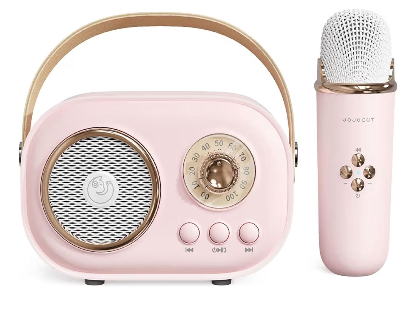Retro Style Bluetooth Speaker with Wireless Karaoke Microphone