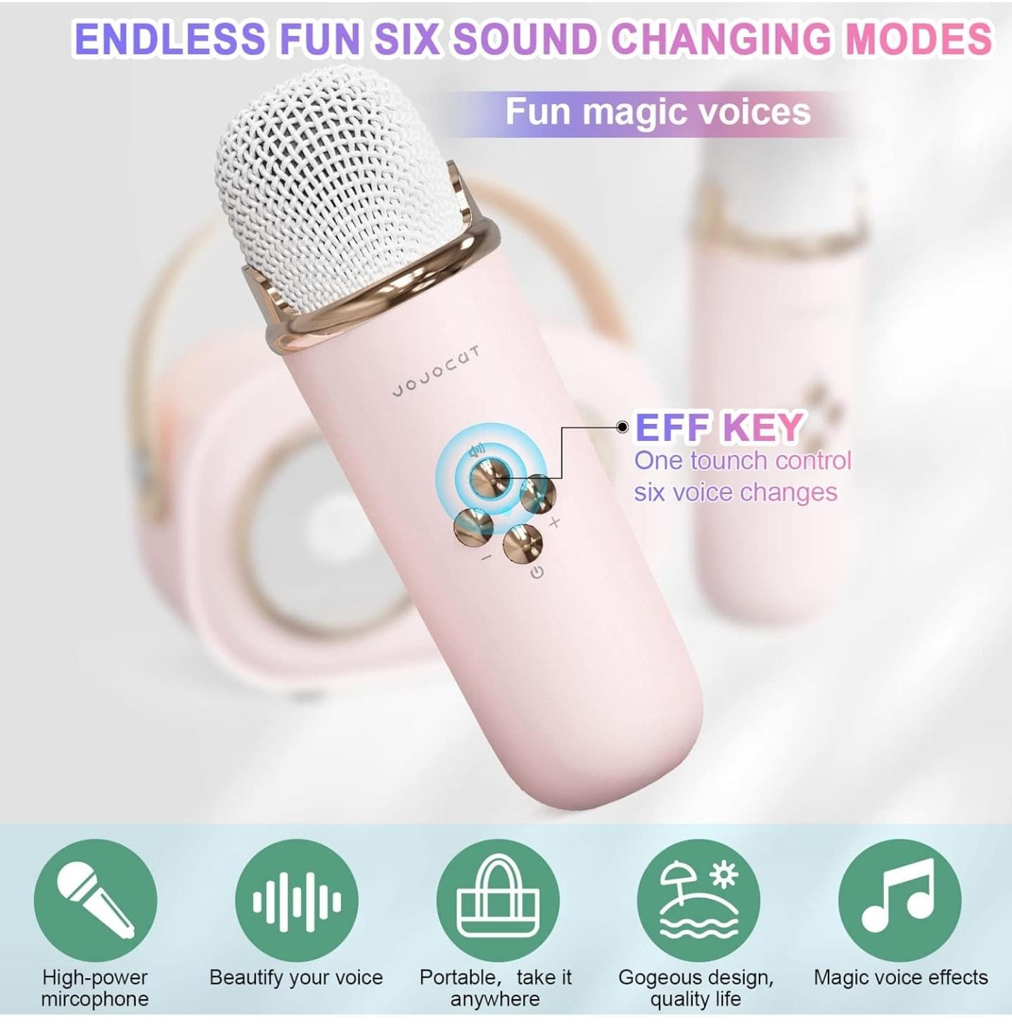 Retro Style Bluetooth Speaker with Wireless Karaoke Microphone