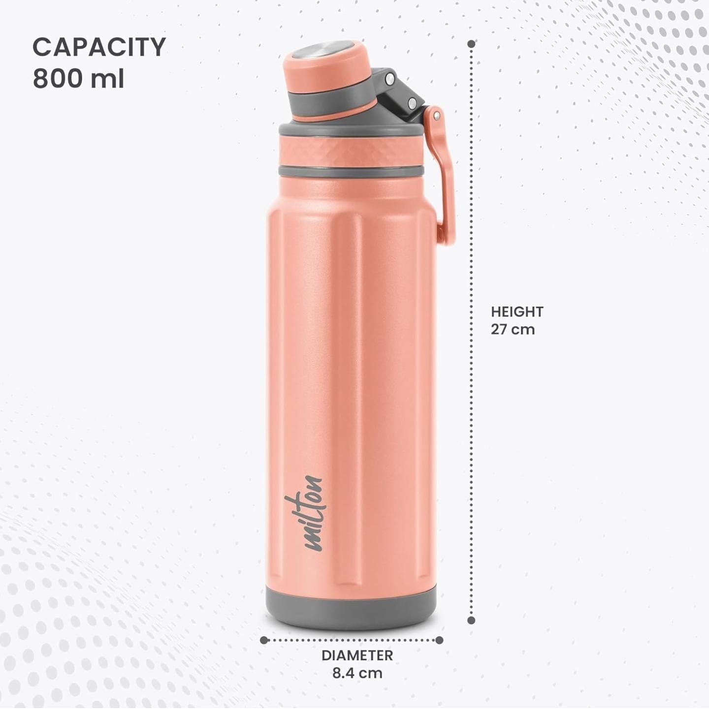 Milton Mysporty 1000 Thermosteel Insulated Hot and Cold Water Bottle, 1000 ml - Peach Coral