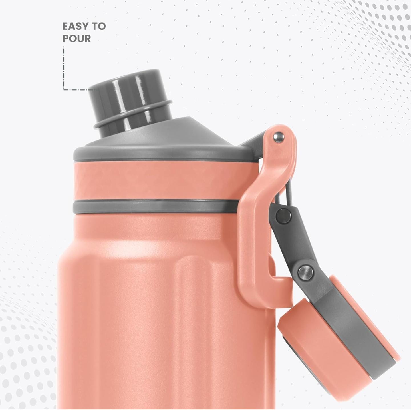 Milton Mysporty 1000 Thermosteel Insulated Hot and Cold Water Bottle, 1000 ml - Peach Coral