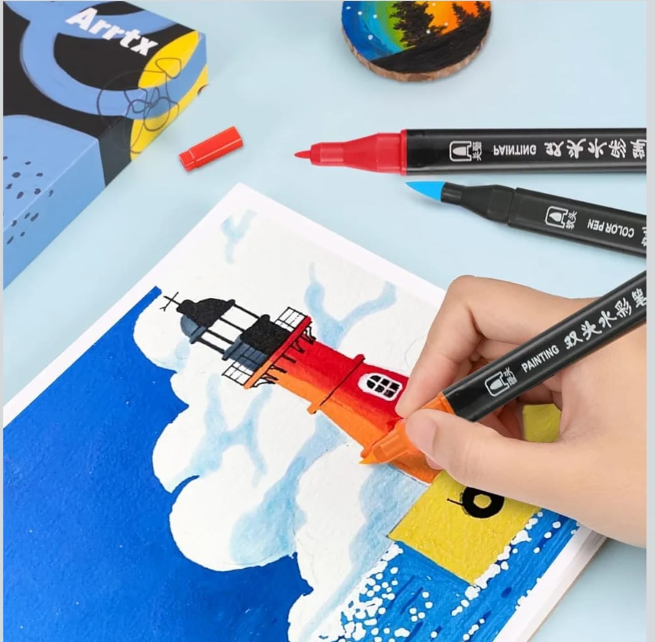 Touchdayu Twin Watercolor Pens – 18 Colors Dual Tip Set
