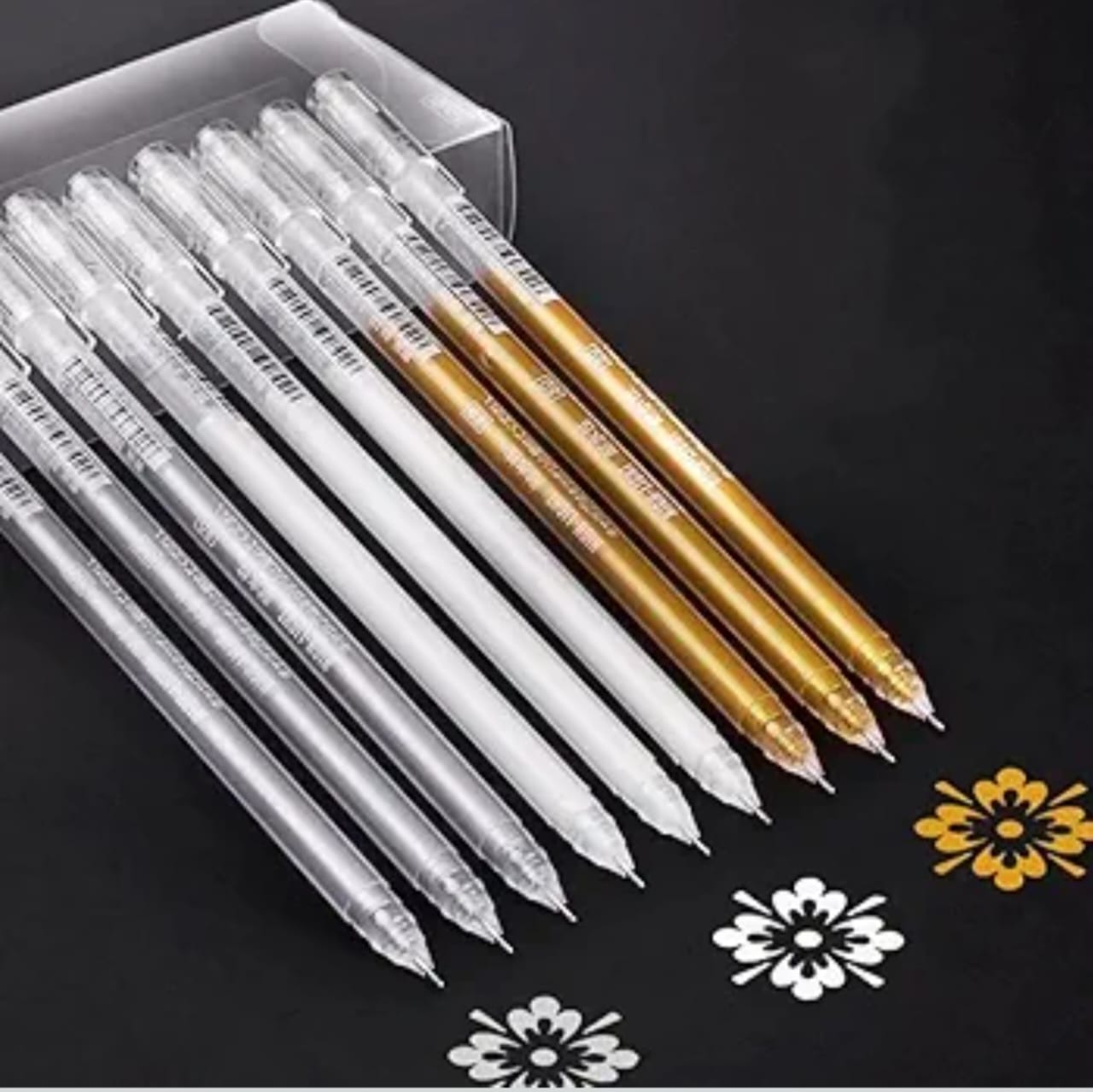 Metallic Sketch Gel Pens – Gold, Silver & White (0.6mm, Pack of 9)