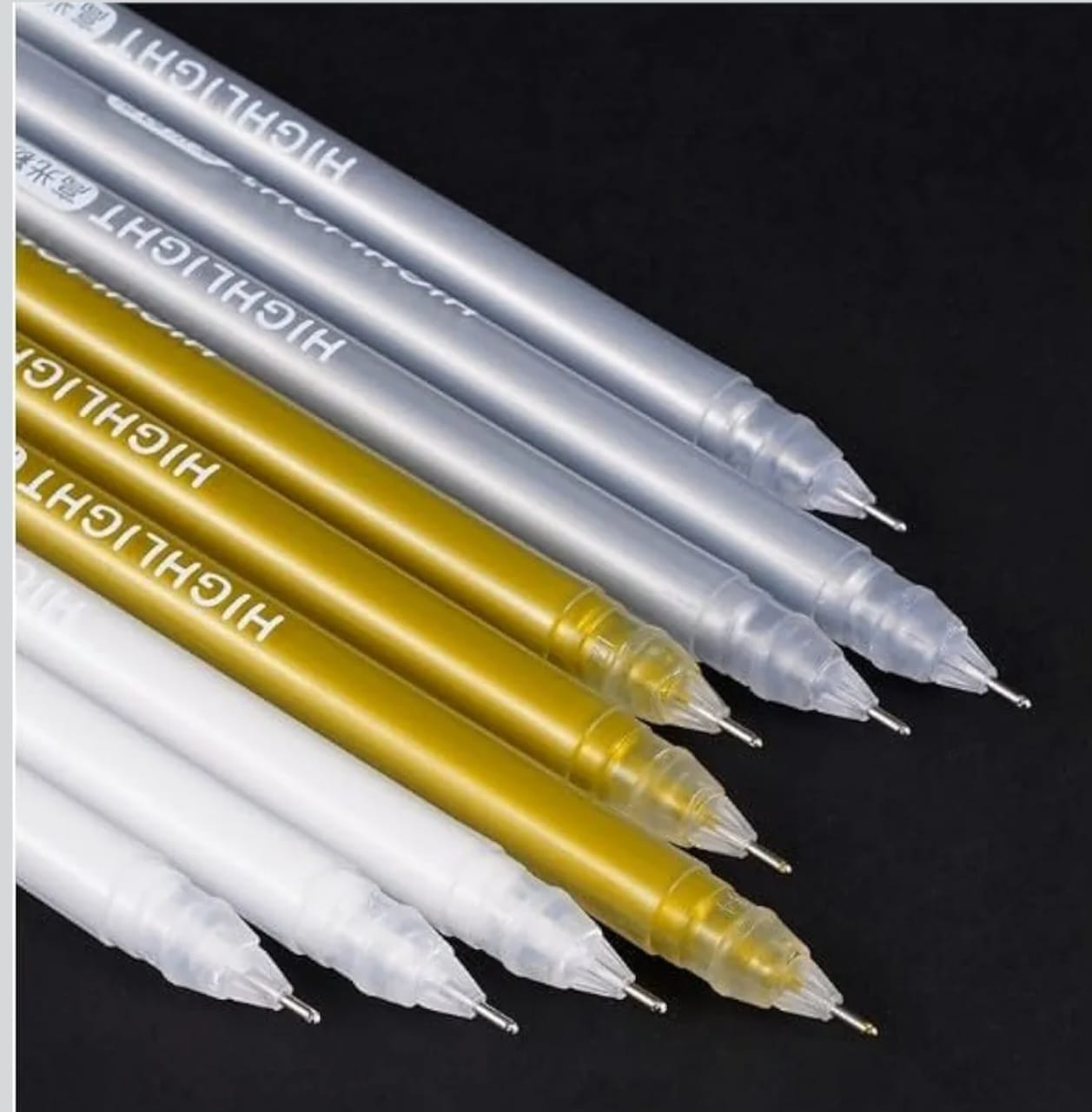 Metallic Sketch Gel Pens – Gold, Silver & White (0.6mm, Pack of 9)