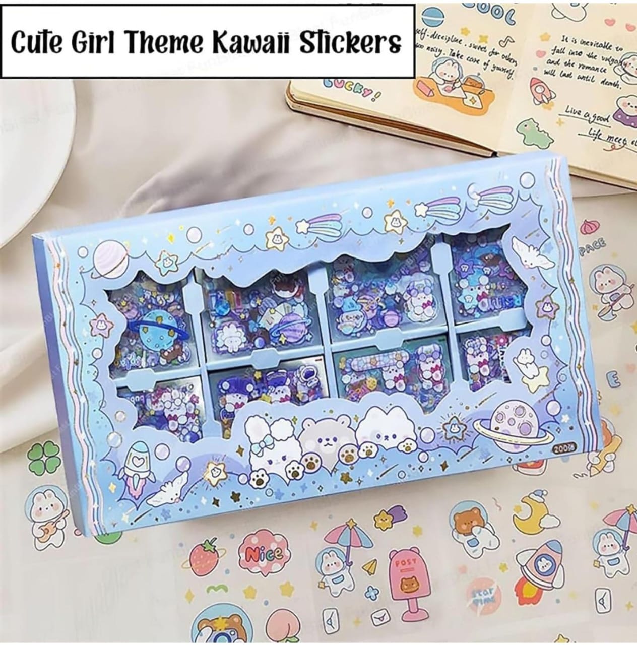 Cute Washi Sticker Box – 200 Sheets