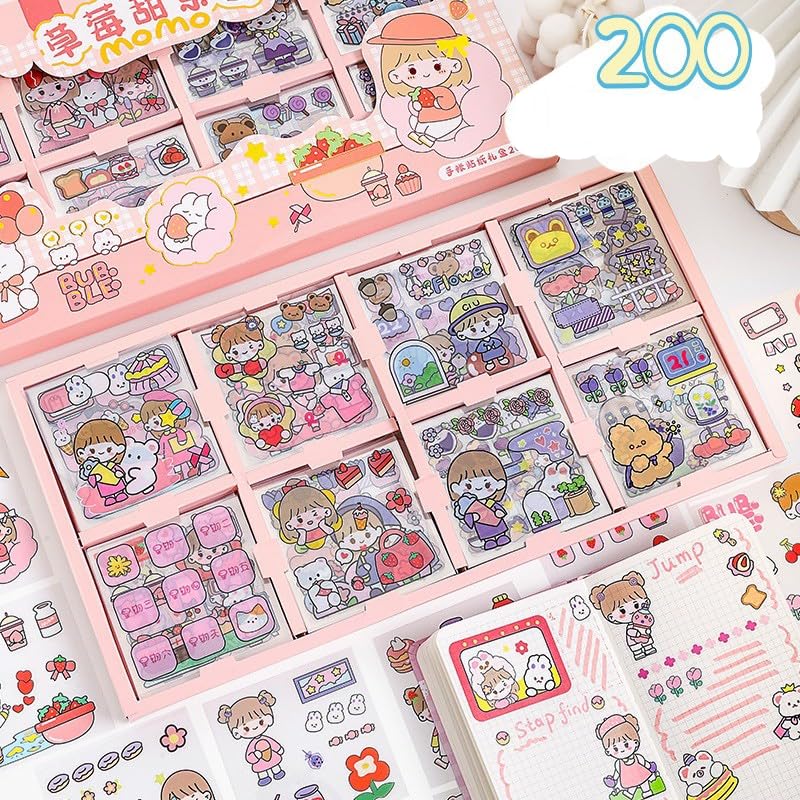 Cute Washi Sticker Box – 200 Sheets