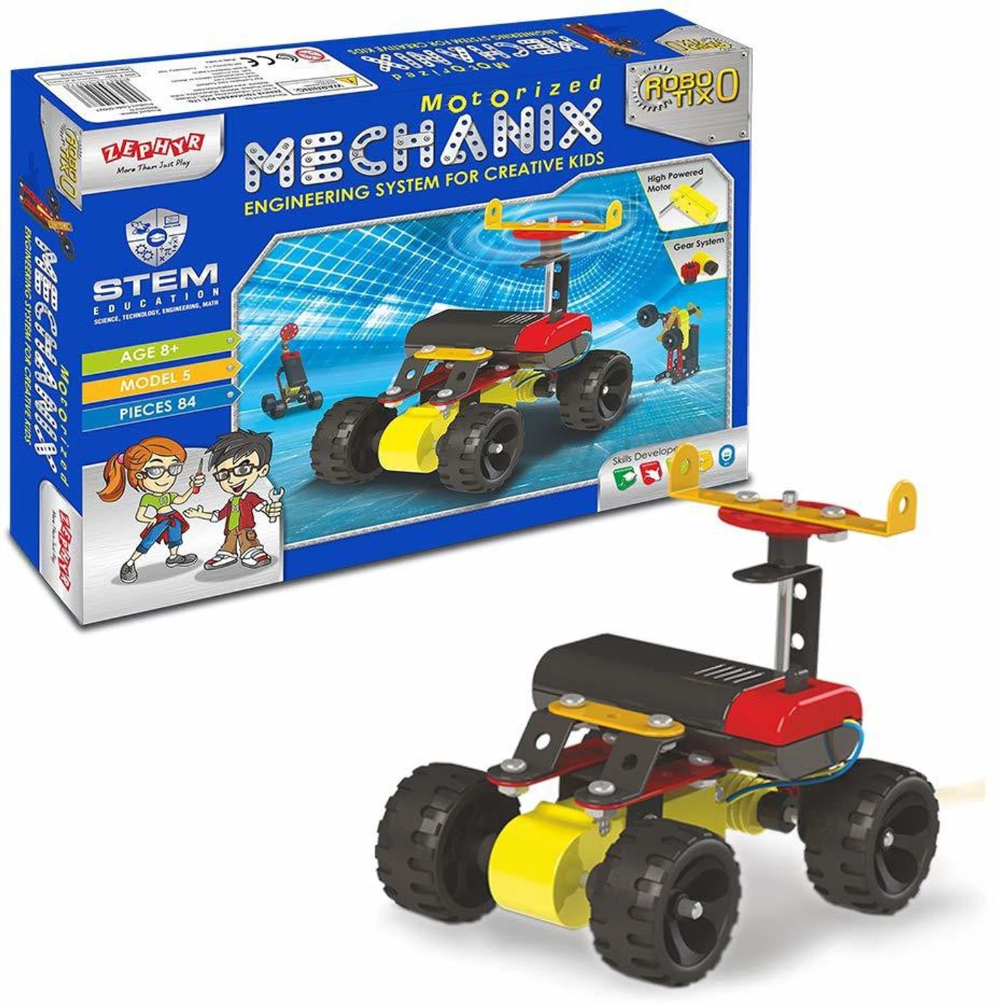 Mechanix Motorized Engineering STEM Kit – 84 Pieces, 5 Models