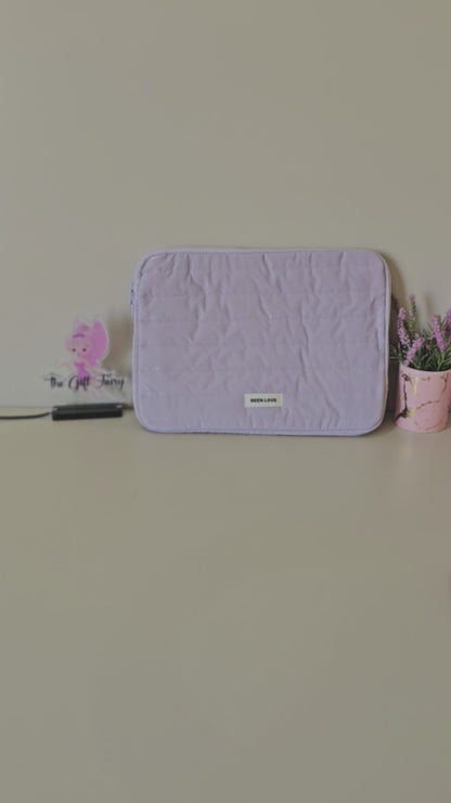Quilted Laptop Sleeve – Pastel Protective Zipper Case