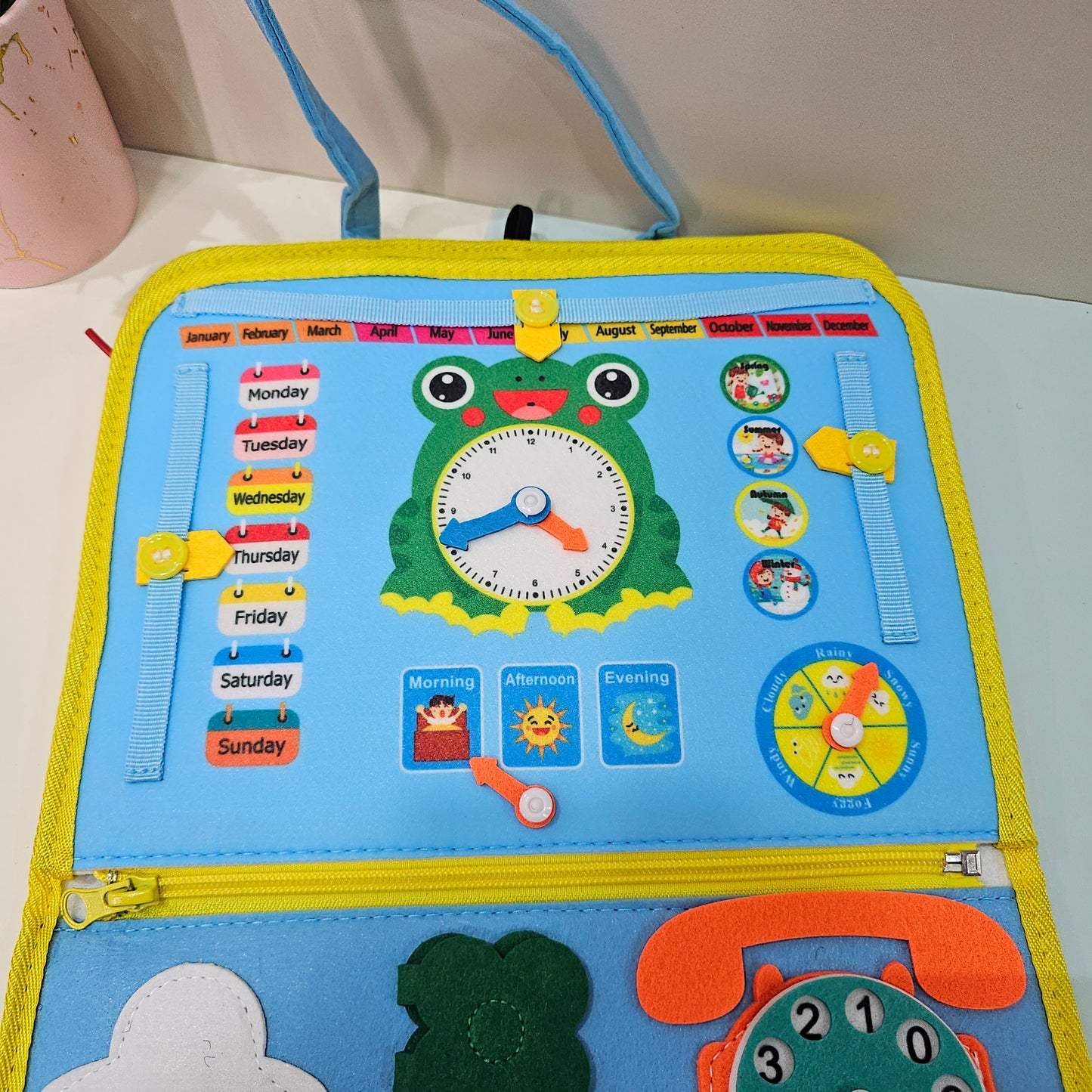 Busy Board Touch and Feel Crinkle Paper Montessori Toy Portable Pretend Play.