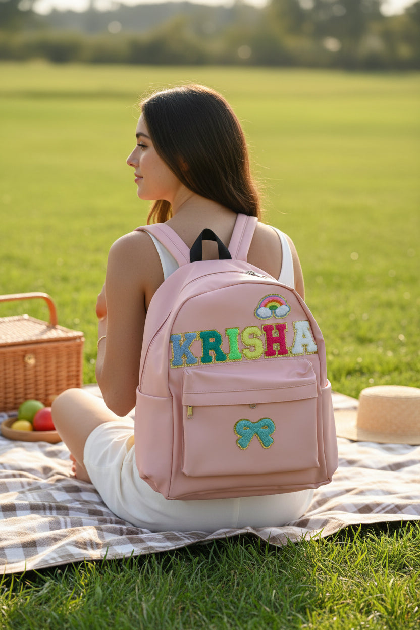 Customizable Waterproof Kids Backpack | Personalized Name Travel /Picnic Bag with Patches.