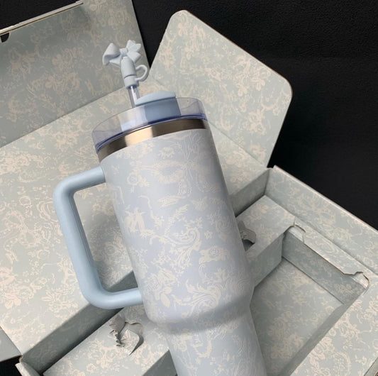 Stanley x LoveShackFancy Alpine Blue 40oz Tumbler with Straw Topper