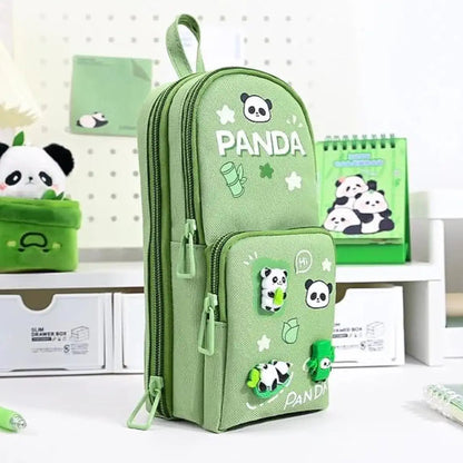 Double-Layer Multi-Pocket Standing Pencil Pouch.