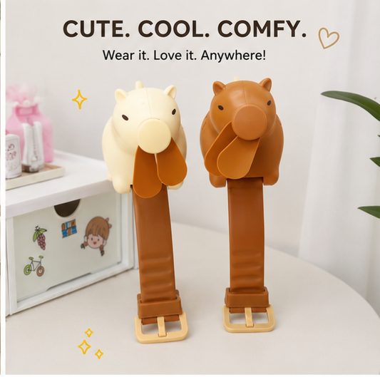 Cute Capybara Wrist Fan for Kids – 3 Speed Portable Wearable Fan
