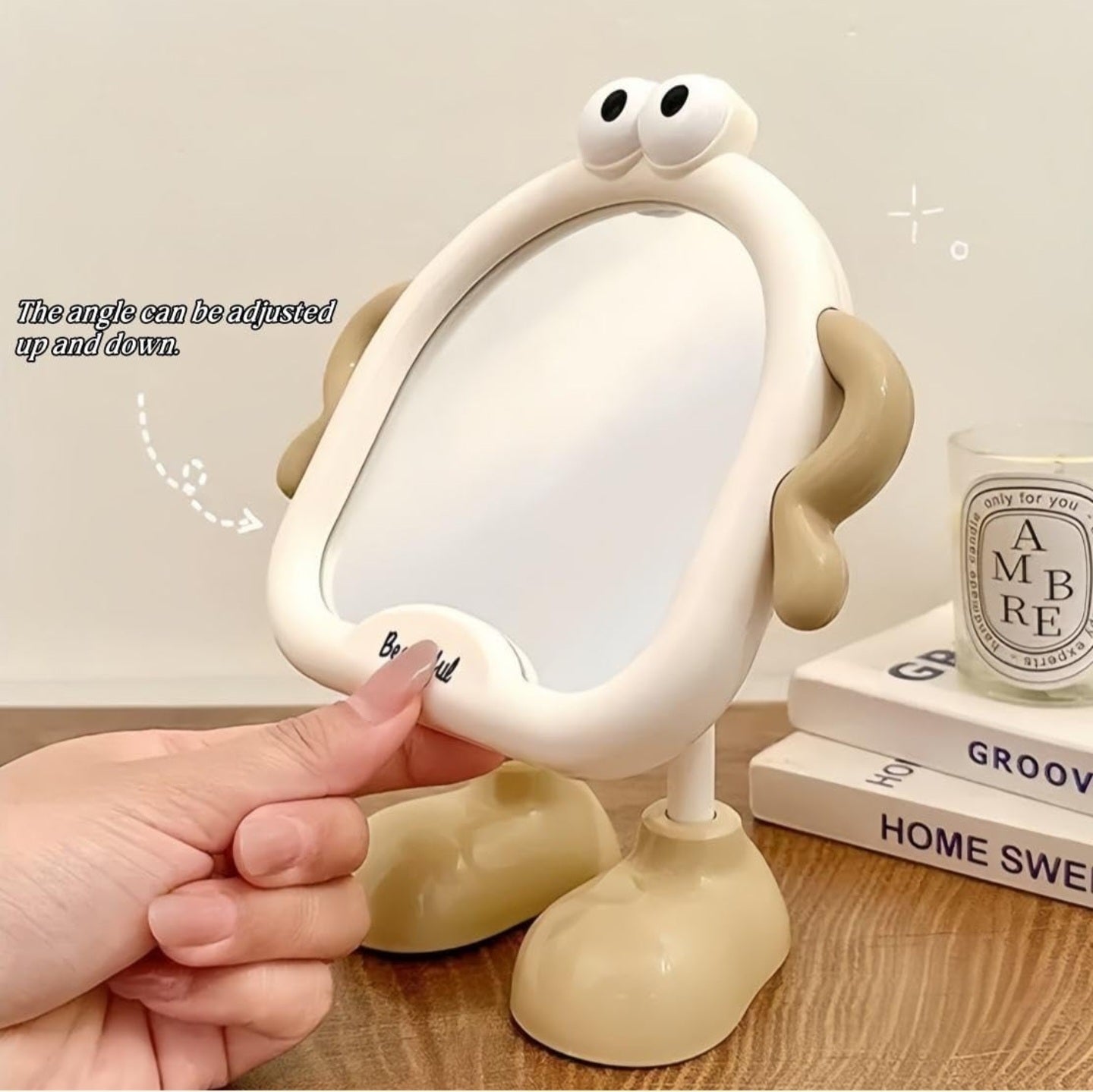 Korean Makeup Mirror.           Cute Cartoon Standing Mirror – Adorable Makeup & Desk Mirror for Kids, Teens & Home Decor.