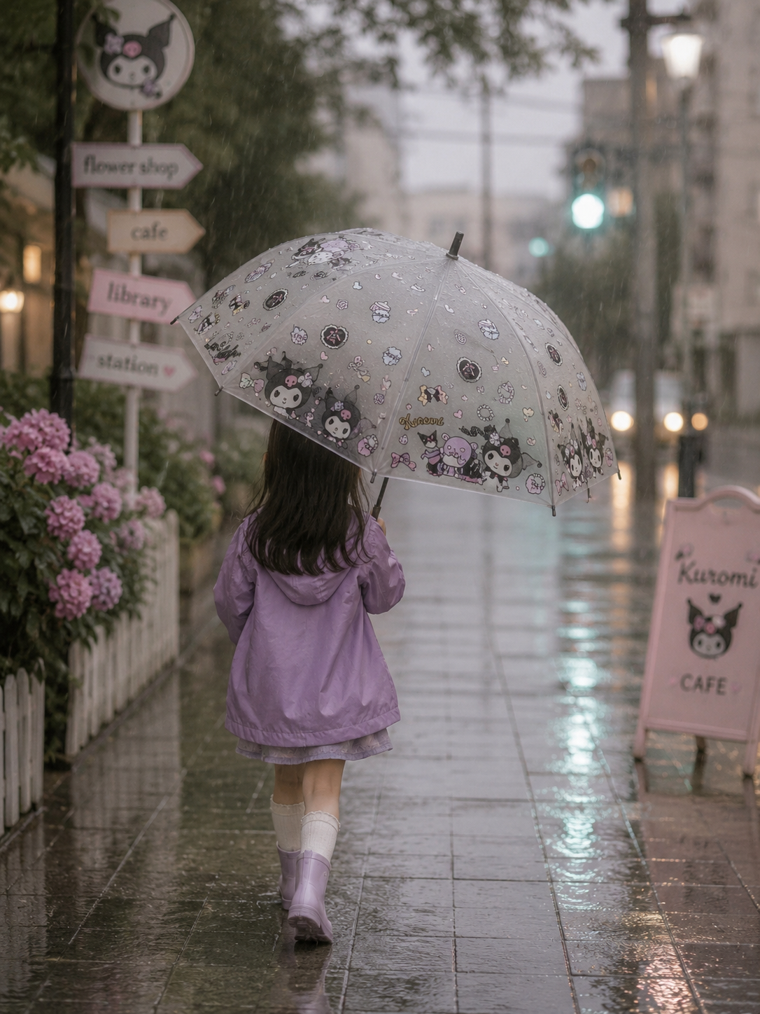 Kuromi Umbrella | Sanrio Character| Cute Print | Aesthetic.