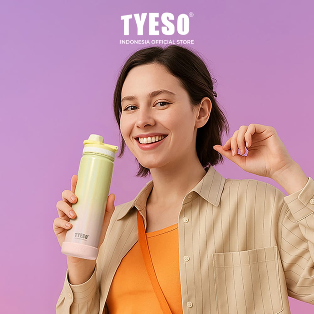 Tyeso Vacuum Water Bottle with Silicone Grip |  600ml | Insulated Bottle.