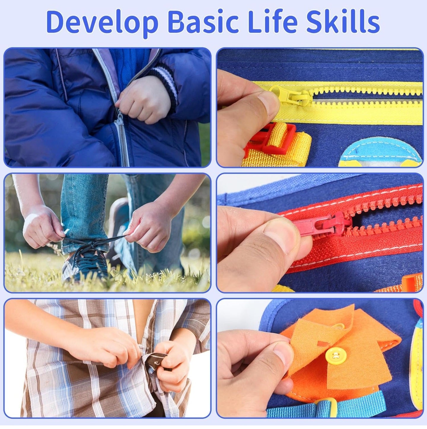 Montessori Busy Book for Toddlers, Educational Travel Toy to Develop Fine Motor Skills, Sensory Busy Book for 1-6 year old kids.