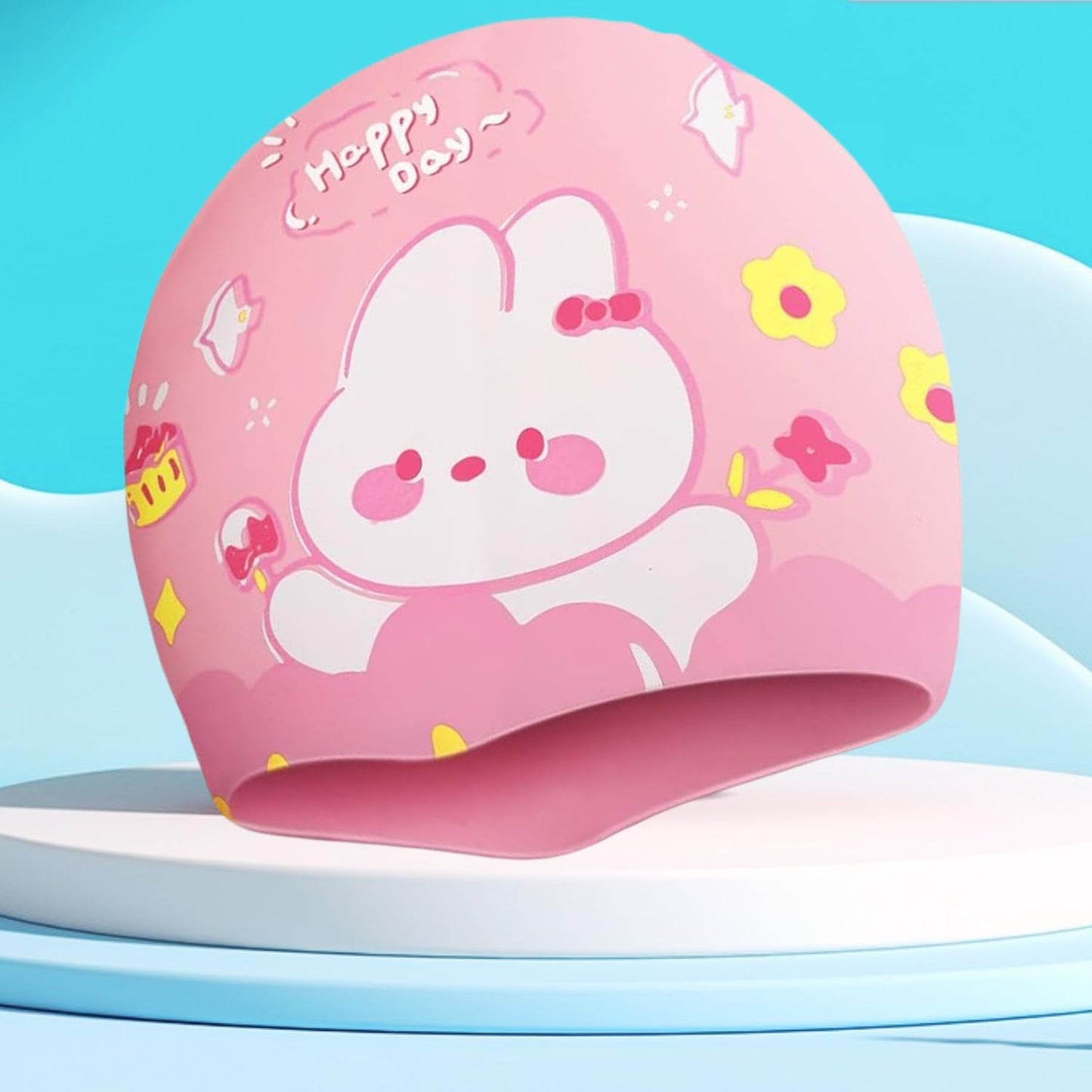 Silicone Swimming Cap Unisex Waterproof Swimming Pool Head Cap Water Sports for Children Kids Boys Girls (Non Slip Interior Cartoon Design, Universal Size, Blue Mysterious Space Super Soft)
