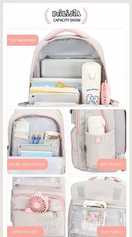 PeiLiJIA Premium Kids School Backpack 18 Inch | Large Capacity Aesthetic Bag with Multi Pockets (4 Colours)