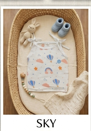Newborn Pure Muslin Cotton Tie-Shoulder Singlets – 10" x 8.5" Essential Basics.