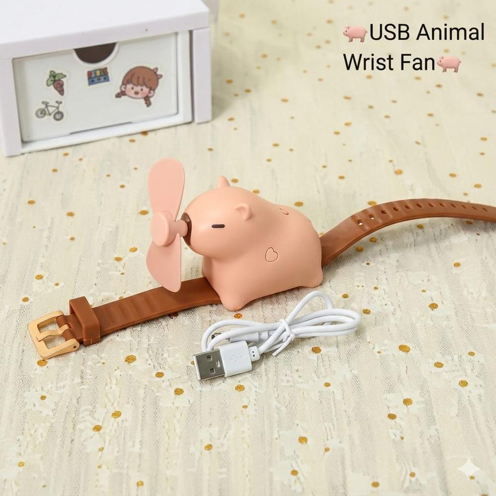 Cute Capybara Wrist Fan for Kids – 3 Speed Portable Wearable Fan