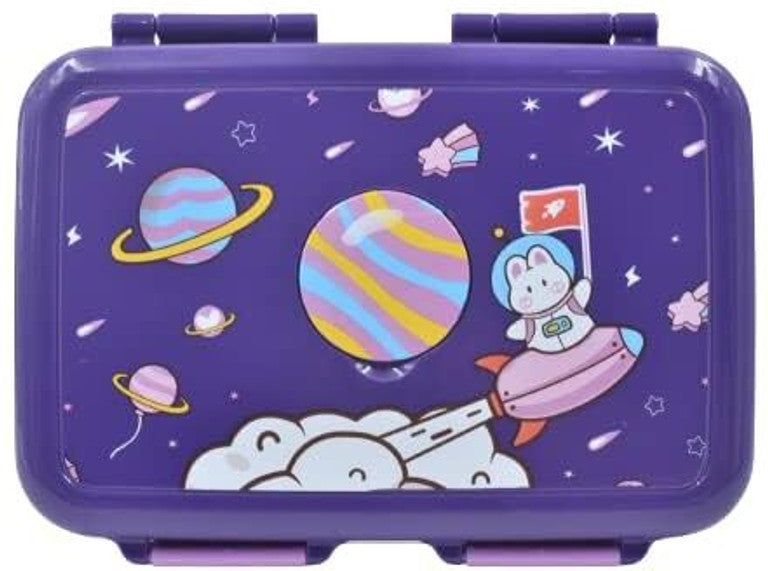 Space Print Thermal Insulated Lunch Box| 3 Compartment Steel Lunch Box| Spill Proof | 550ml.