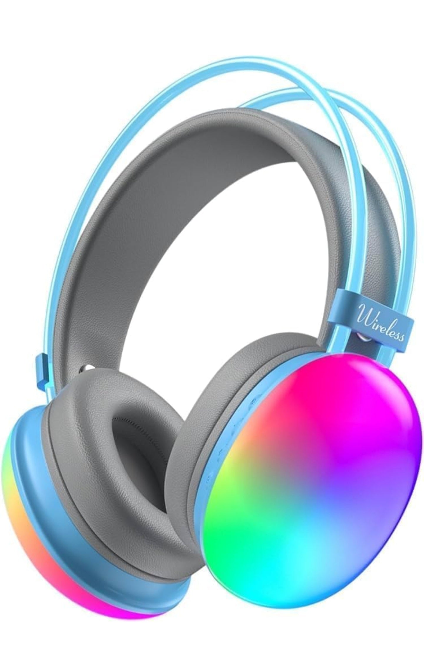 RGB Wireless Bluetooth Headphones V5.3 with RGB Lights, Active Noise Cancelling, and Hi-Fi Sound – Over-Ear Wireless Headphones with Built-in Mic, TF Card Support & USB Charging.