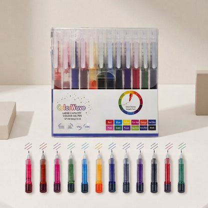 Color Wave Large Capacity Gel Pen Set – 12 Colors | GP-2501