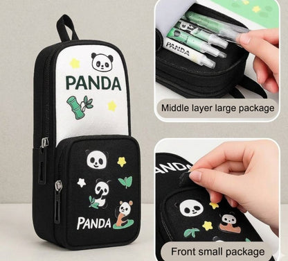 Double-Layer Multi-Pocket Standing Pencil Pouch.