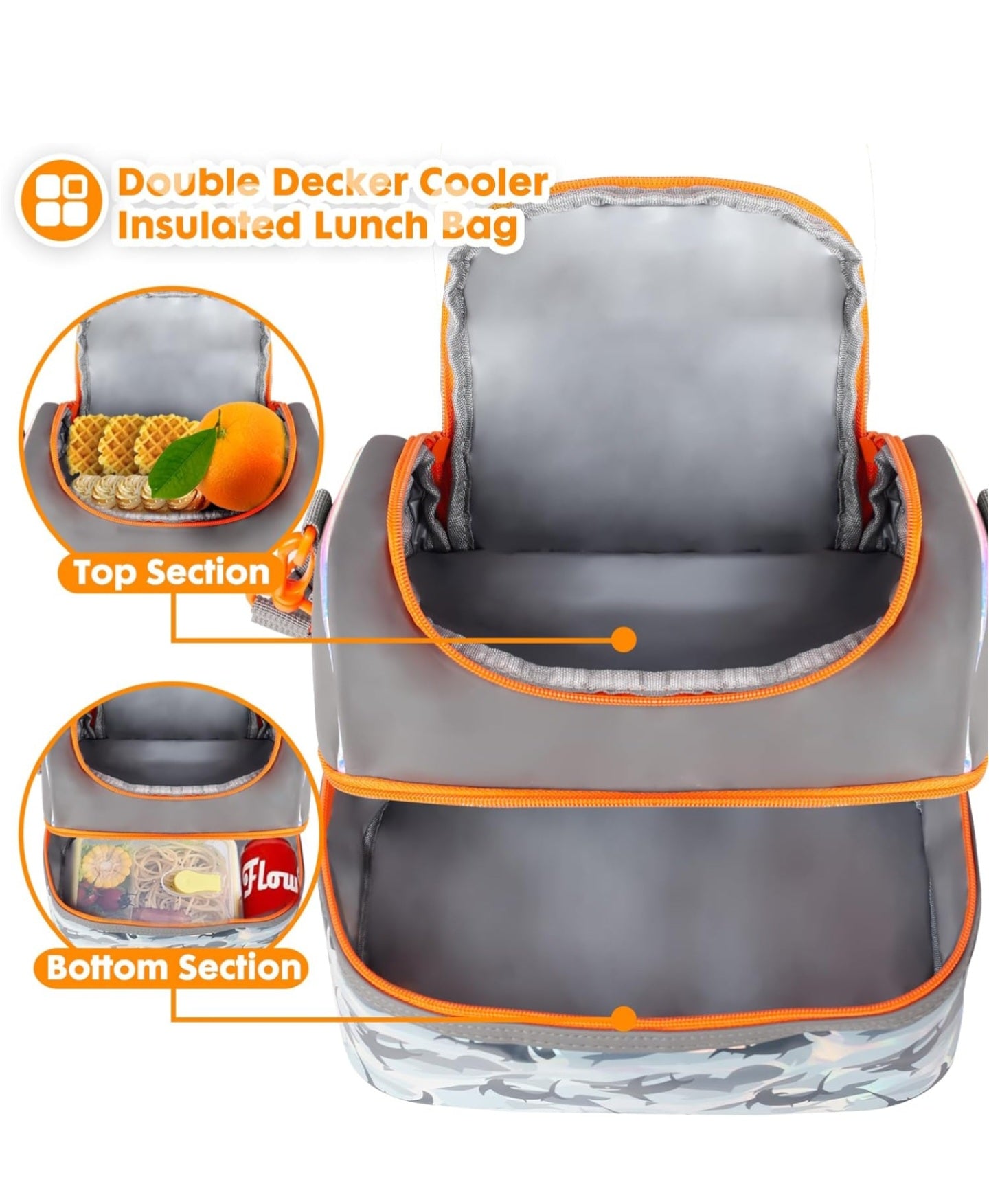 VEST Insulated Double Deck Lunch Bag. [SHARK]
