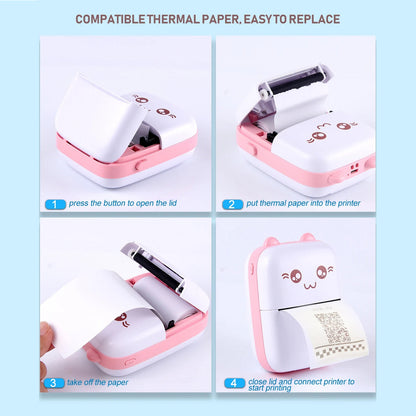 Cute Mini Thermal Printer – Wireless Pocket Printer for Notes, Labels & Photos