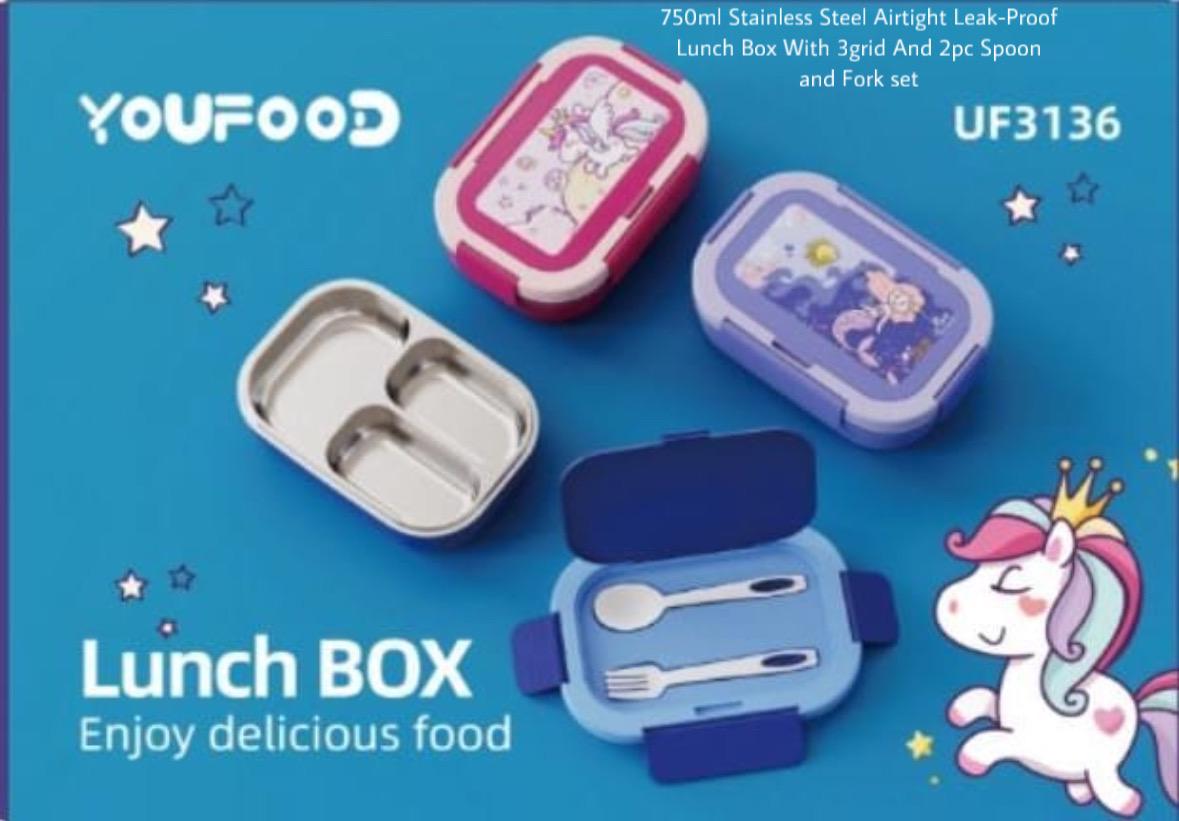 Bento YouFood Kids Stainless Steel Lunch Box (750ml) 3 grid