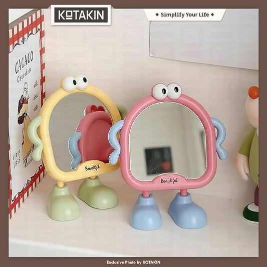 Korean Makeup Mirror.           Cute Cartoon Standing Mirror – Adorable Makeup & Desk Mirror for Kids, Teens & Home Decor.