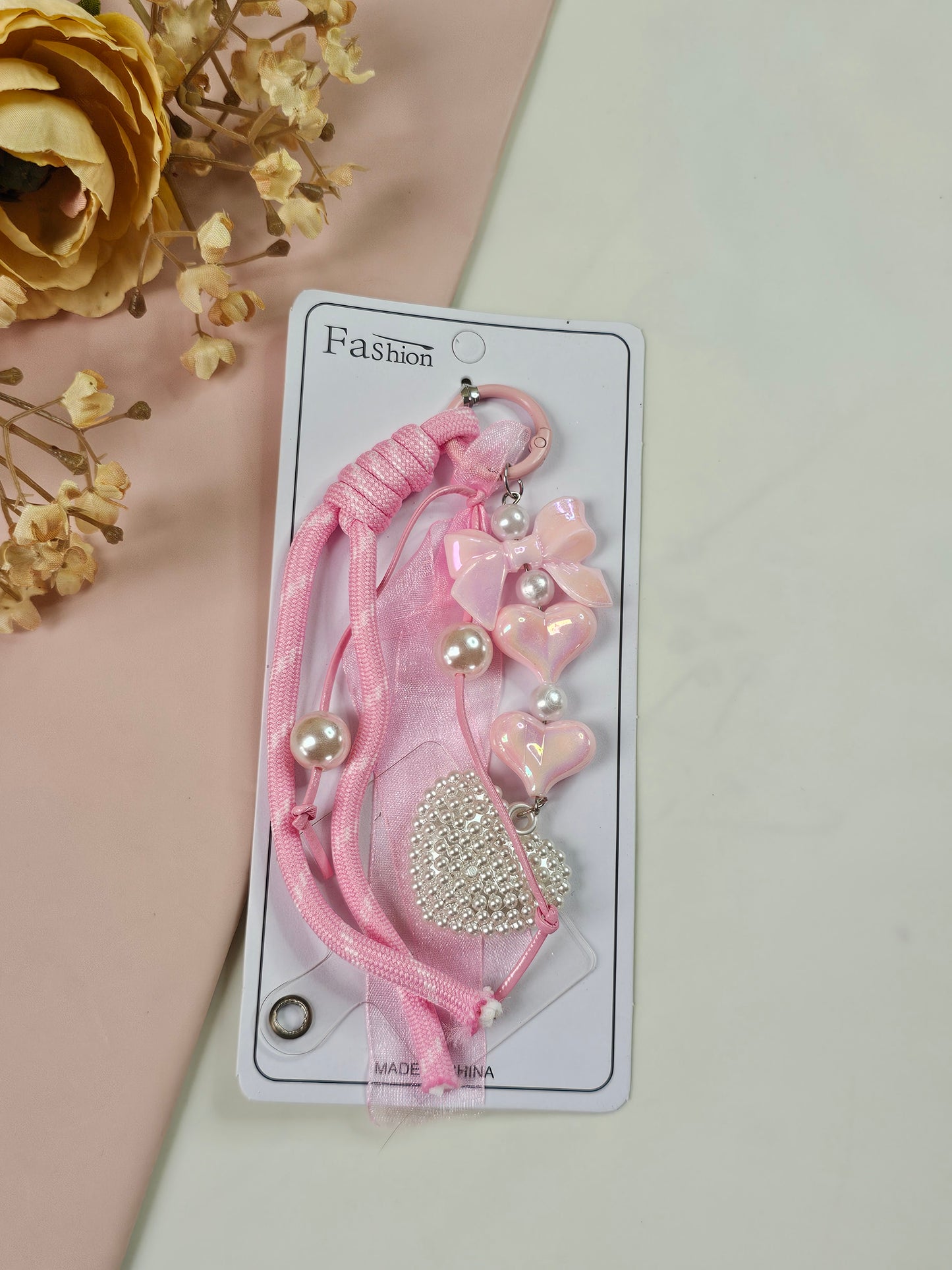 Bow Phone Charm with Pearl Beads | Cute Aesthetic Mobile Charm | Multiple Colours