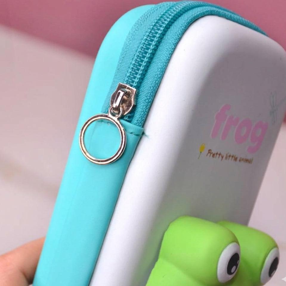 Cute 3D Squishy Frog Hard Shell Pencil Case