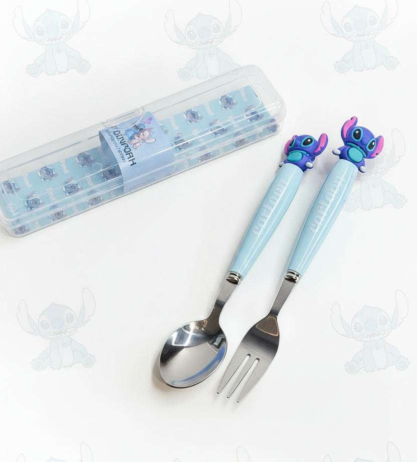Lilo & Stitch Cutlery Set – Cute Spoon & Fork with Portable Box