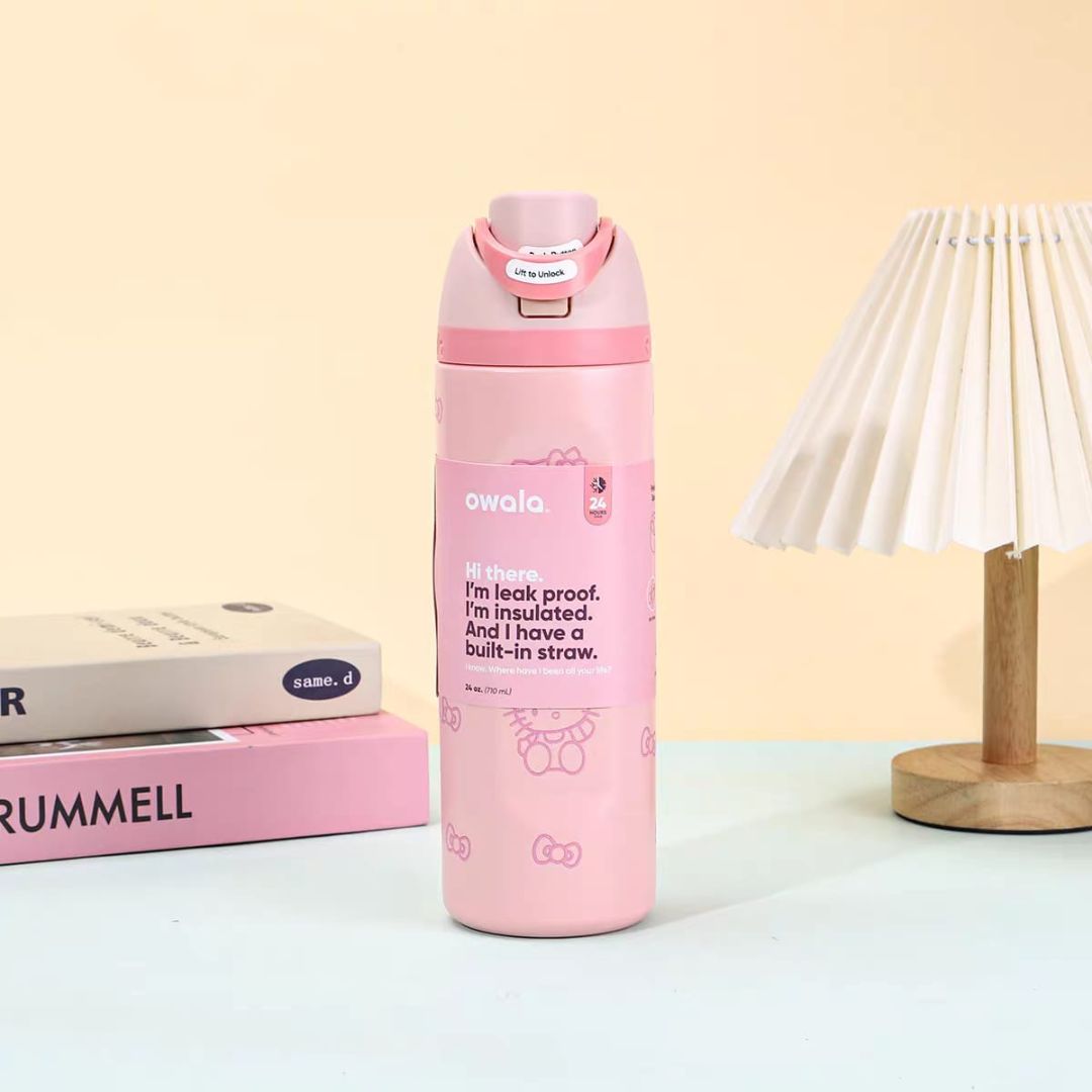 Owala x Hello Kitty 32oz Pink Rose Quartz Water Bottle Limited Edition. [945ml / 710ml]