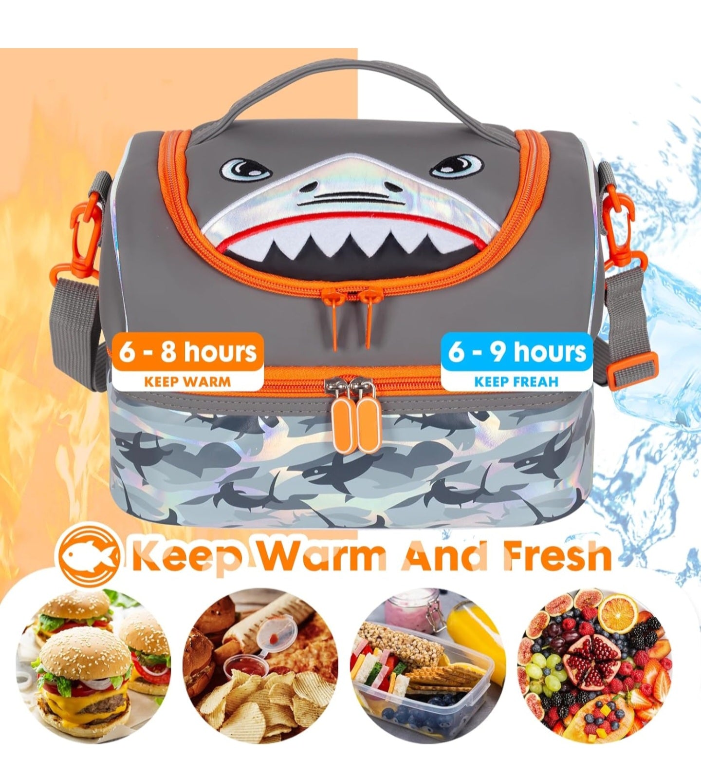 VEST Insulated Double Deck Lunch Bag. [SHARK]