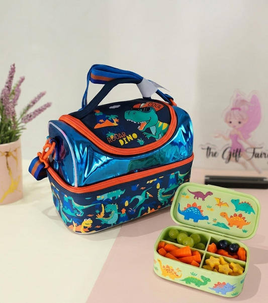 Vest Brand Premium Insulated Dual Compartment Lunch Bag | Durable & Washable | Dino | JCB  Basketball.