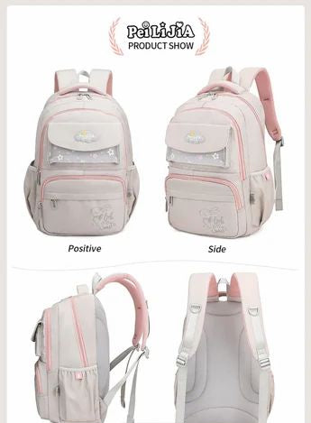 PeiLiJIA Premium Kids School Backpack 18 Inch | Large Capacity Aesthetic Bag with Multi Pockets (4 Colours)