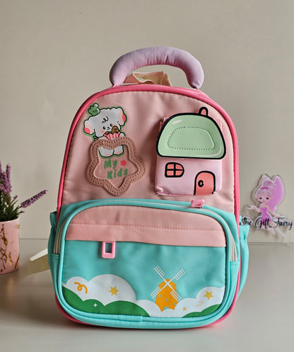 Cooool Preschool Backpack | 4 Pockets | Padded Back Support | Soft Plush Handle | Kids Backpack.