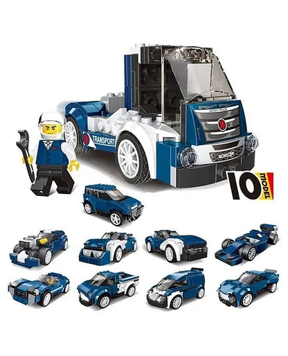 Heavy Truck Kit – 10-in-1 Blue Building Blocks (216+ Pcs) DIY Set