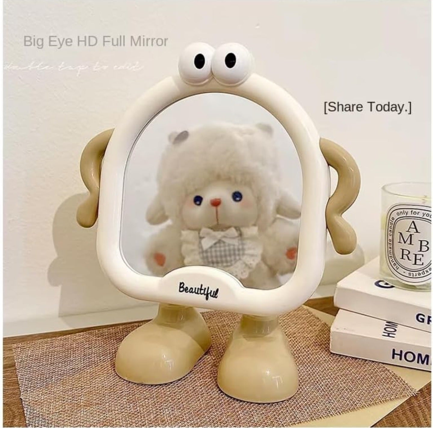 Korean Makeup Mirror.           Cute Cartoon Standing Mirror – Adorable Makeup & Desk Mirror for Kids, Teens & Home Decor.