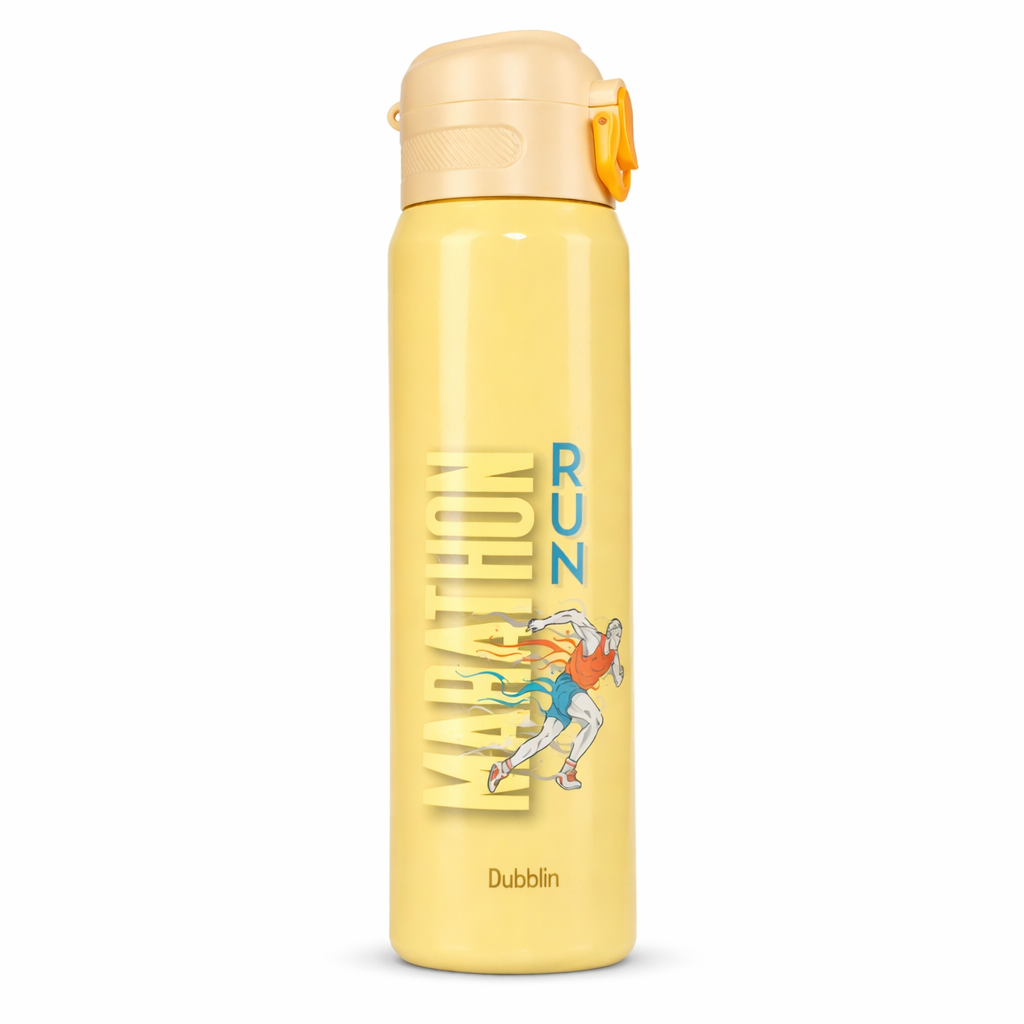 Dubblin Kids Printed Stainless Steel Water Bottle with Straw & Carry Strap [800ml]